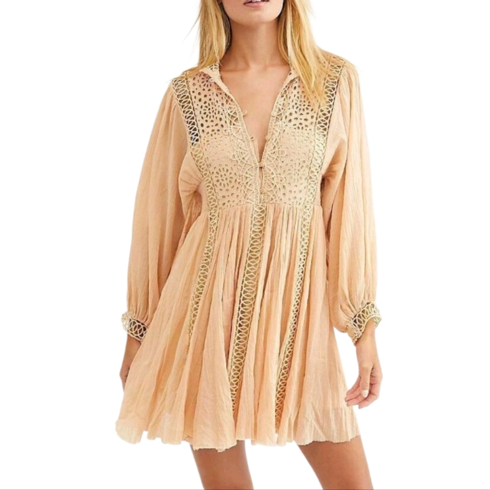 Free People FP One Karma Mini Dress XS  Women Casual Crochet Summer  41670